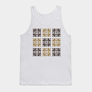 Square Flower Petals Motif Pattern (Brown) Tank Top